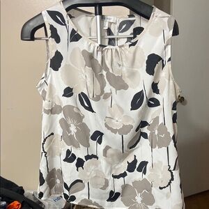 Floral Sleeveless Top - Black and Cream